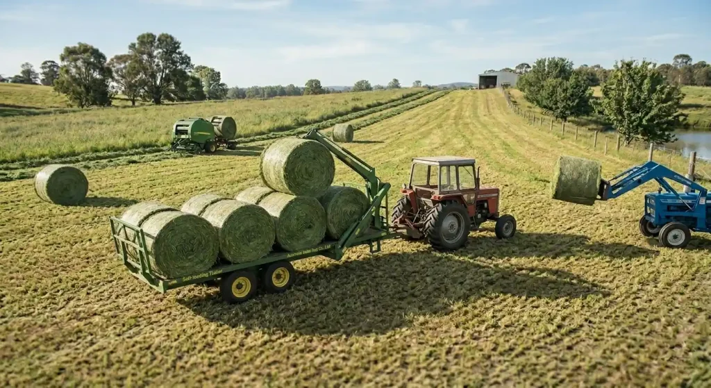 Pickup and transport — getting bales to storage